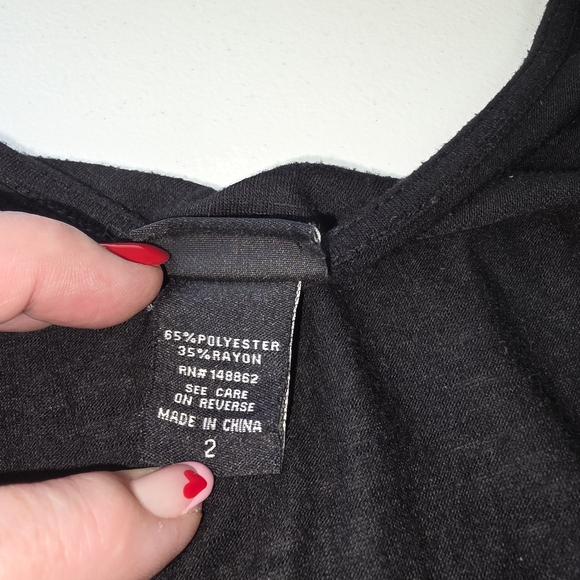 Torrid Charcoal Babydoll Top Size 2X Ruched Tie Front Ruffle Sleeves‎ Peasant - Picture 7 of 9